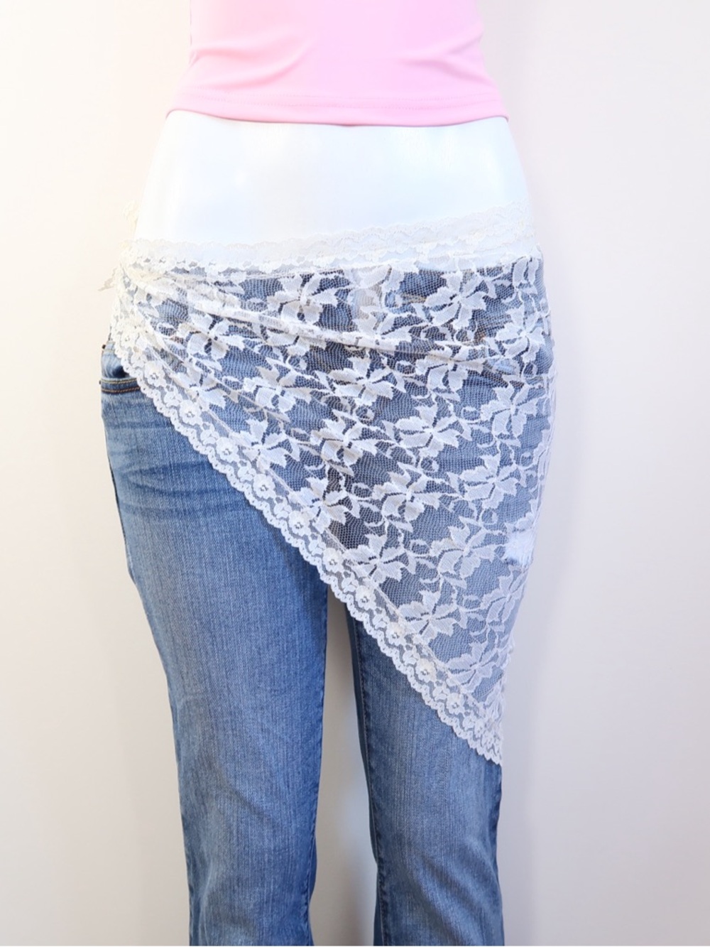 White Lace Asymmetrical Wrap Skirt - Women
